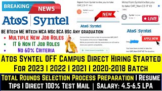 Atos Syntel OFF Campus Drive For 2023 I 20222018 Batch  Atos Syntel Mass Hiring  Direct Test Mail [upl. by Zoeller]