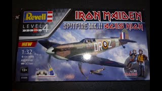 In box review of the Revell 132 Spitfire MKII Iron Maiden Aces High Version [upl. by Kress451]