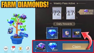 HOW TO FARM FREE MLBB DIAMONDS AND CLAIM A FREE WEEKLY DIAMONDS PASS [upl. by Aletta59]