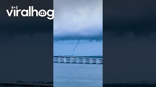 Waterspout Towers Above Key Biscayne Florida  ViralHog [upl. by Jobey]