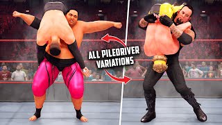 WWE 2K22 All Piledriver Variations in the game  More than 40 variations [upl. by Erminie]