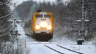 VIA84 Rolls into a Beautifully snowy Kitchener with P42DC903 [upl. by Lecirg716]