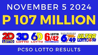 Lotto Result Today 9pm November 5 2024 PCSO [upl. by Ramsay405]