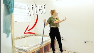 Demolishing Our Bathrooms before amp after pics [upl. by Ynaffet]