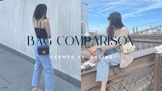 BAG COMPARISON  Hermes Constance vs Celine Triomphe [upl. by Brunell]