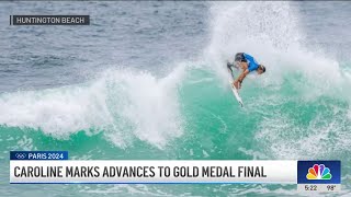 Olympic Surfing Caroline marks advances to gold medal final [upl. by Fornof956]