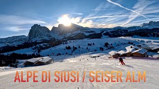 ⛷️ Alpe di Siusi  Seiser Alm Val Gardena 012024 4K [upl. by Anaujnas]