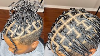 How To Box Braids On Boys Hair  Individual Single Braids [upl. by Xuaegram]