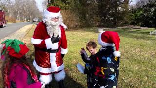 Santa Visits on Fire Truck [upl. by Elspet387]