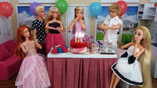 Barbie Birthday Party in the Dream House Barbie gets presents [upl. by Harts]