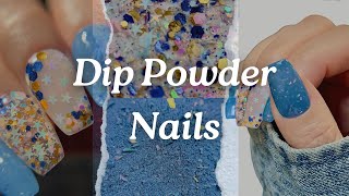 Dip Powder Nails at Home  NO GELS  DIY Nails  Glitter Application  Nail Tutorial [upl. by Eelsha240]