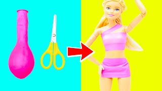 DIY Barbie Dresses with Balloons Part 1 Making Easy No Sew Clothes for Barbies Creative for Kids [upl. by Ayatan]