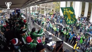 Portland Timbers take the MLS Cup on a parade through downtown Portland [upl. by Winikka]