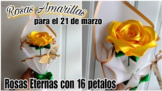 Rosa individual amarilla 💛 con 16 pétalos  Como hacer rosas eternas [upl. by Ibrek]