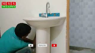 How to install wash basin  wash basin installation  MSS BANGLA [upl. by Eirret]