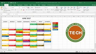 TECH011  Create a calendar in Excel that automatically updates colors by event category [upl. by Schnabel]