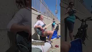 Busking in California with the all new Dr Funk Signature bass from bassworksluthiery [upl. by Negyam509]