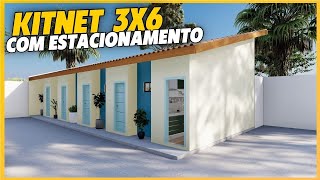 KITNET 3X6 COM ESTACIONAMENTO Kitnet 18m² 3x6 house design [upl. by Otrebla]