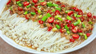 Enoki Mushroom in Garlic Sauce  Chines Style Enoki Mushroom Recipe [upl. by Yremrej]