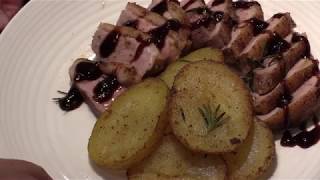 Chinese Pan Seared Crispy Duck Breastrosemary potatoes [upl. by Adnilev126]