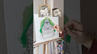 Pasta ve yaramaz kedi çizimi🍓kesfet shortvideo art tuval drawing [upl. by Anawad162]