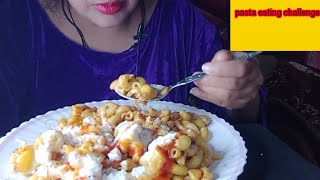 pasta eating challenge food challenge macaroni pasta mukbang [upl. by Adhern]