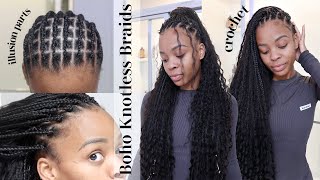 i HATED crochet braids until THIS Boho Knotless Crochet  Illusion Part Method Ft Eayon Hair [upl. by Areemas]