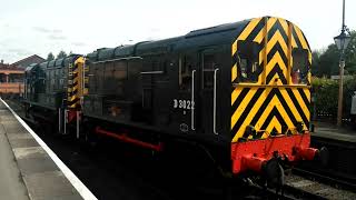 Class 08 shunters D3022 amp D4100 departing Kidderminster SVR [upl. by Schwinn]