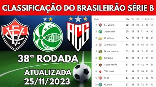 TABELA DO BRASILEIRÃO SÉRIE B  CLASSIFICAÇÃO DO CAMPEONATO BRASILEIRO SÉRIE B HOJE  RODADA 38 [upl. by Llenehc]