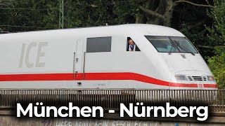 HighSpeed im ICE 1  Deutsche Bahn  München – Ingolstadt – Nürnberg  4K Führerstandsmitfahrt [upl. by Yauq]