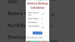 battery backup calculatorinverter battery backup 200Ah battery backup solar battery backup [upl. by Eseeryt784]