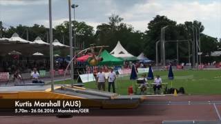 19year old Kurtis Marshall AUS jumping 570m in the pole [upl. by Ecreip]