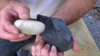 making a spearhead using only rock and antler [upl. by Aggy]