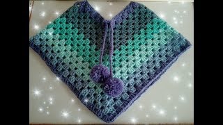 🧶Aprende a tejer un poncho capita o mañanita a crochet o ganchillo muy fácil [upl. by Milewski416]