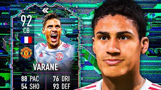 THE BEST CB IN THE GAME 🤯 92 FLASHBACK VARANE PLAYER REVIEW  FIFA 22 Ultimate Team [upl. by Reisman]