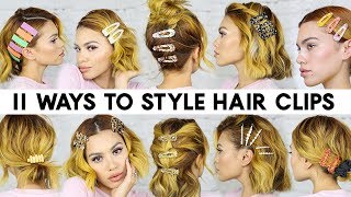 11 EASY Ways to Style HAIR CLIPS for Short Hair Braidless [upl. by Sy]