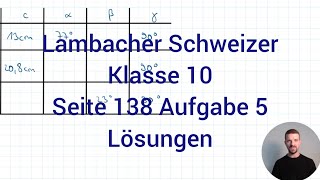 Dreieck Sinus amp Kosinus berechnen  Lambacher Schweizer Mathe 10 NRW G9 Seite 138 Aufgabe 5 [upl. by Aibsel]