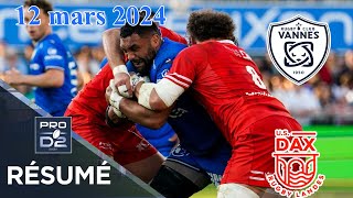 PRO D2  J26  Résumé partie complète RC Vannes vs US Dax  Saison 20232024 [upl. by Rumpf]