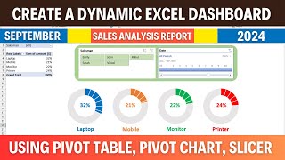 Create Dynamic Excel Dashboard with Pivot Table and Chart  Excel tutorial [upl. by Denten238]