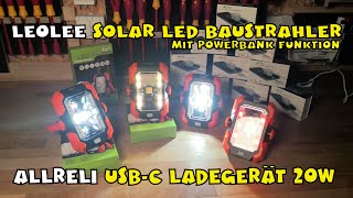 Leolee LED Baustrahler  Allreli 20W USBC Ladegerät [upl. by Nolita]