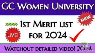 GCWUS  1st Merit list for 2024  BSMSMPHILPHD programs fyp 100k viral [upl. by Aerdnaxela]