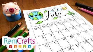 DIY  JULY CALENDAR  ORGANIZATION  BULLET JOURNAL [upl. by Perreault]