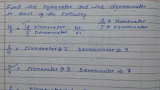 Write the numerator and Denominator of the fractions [upl. by Karli]