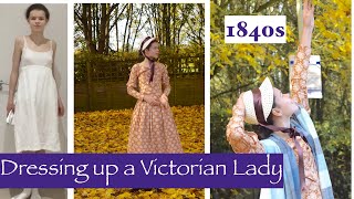 Dressing Up an Early Victorian Lady 1840s 1840s DRESS REVEAL Get Dressed WithMe [upl. by Atoel]