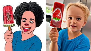 Vlad and Niki explore Moms ice cream truck funny cartoon drawing meme 😂 [upl. by Ojoj]