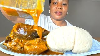 Nigeria food ASMR mukbang ogbono soup and fufu [upl. by Wincer63]