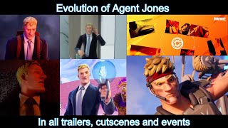 Evolution of Agent Jones in all Fortnite trailers cutscenes and events [upl. by Ronica]