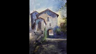 Watercolor painting Step by Step A Tranquil Morning at the Old Stone Housequot [upl. by Dupaix759]