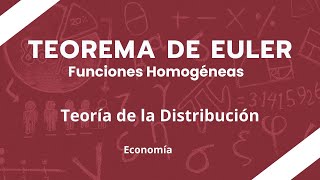 TEOREMA DE EULER para Funciones Homogéneas [upl. by Ennayllek771]