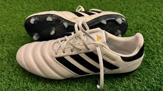 UNBOXING COPA ICON FIRM GROUND BOOTS CLOUD WHITECORE BLACKGOLD METALLIC 4K [upl. by Noseyt59]